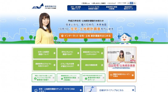 総務省 CM 統計局 平成25年 住宅・土地統計調査